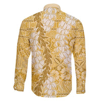 Gold Puakenikeni and Maile Lei Family Matching Summer Maxi Dress and Hawaiian Shirt Hawaiian Style Tribal Tapa Double Strand Lei LT9 - Polynesian Pride