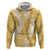 Gold Puakenikeni and Maile Lei Hoodie Hawaiian Style Tribal Tapa Double Strand Lei