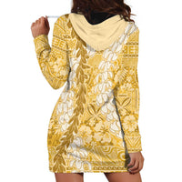 Gold Puakenikeni and Maile Lei Hoodie Dress Hawaiian Style Tribal Tapa Double Strand Lei LT9 - Polynesian Pride