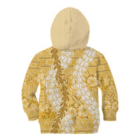 Gold Puakenikeni and Maile Lei Kid Hoodie Hawaiian Style Tribal Tapa Double Strand Lei LT9 - Polynesian Pride