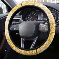 Gold Puakenikeni and Maile Lei Steering Wheel Cover Hawaiian Style Tribal Tapa Double Strand Lei LT9 - Polynesian Pride