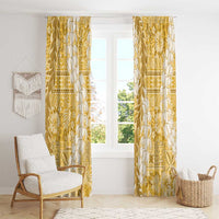 Gold Puakenikeni and Maile Lei Window Curtain Hawaiian Style Tribal Tapa Double Strand Lei