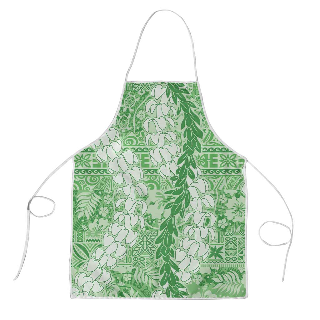 Green Puakenikeni and Maile Lei Apron Hawaiian Style Tribal Tapa Double Strand Lei - Polynesian Pride