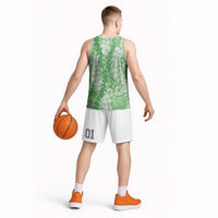 Green Puakenikeni and Maile Lei Basketball Jersey Hawaiian Style Tribal Tapa Double Strand Lei LT9 - Polynesian Pride