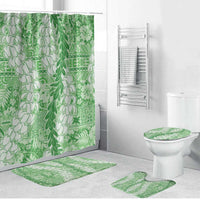 Green Puakenikeni and Maile Lei Bathroom Set Hawaiian Style Tribal Tapa Double Strand Lei - Polynesian Pride