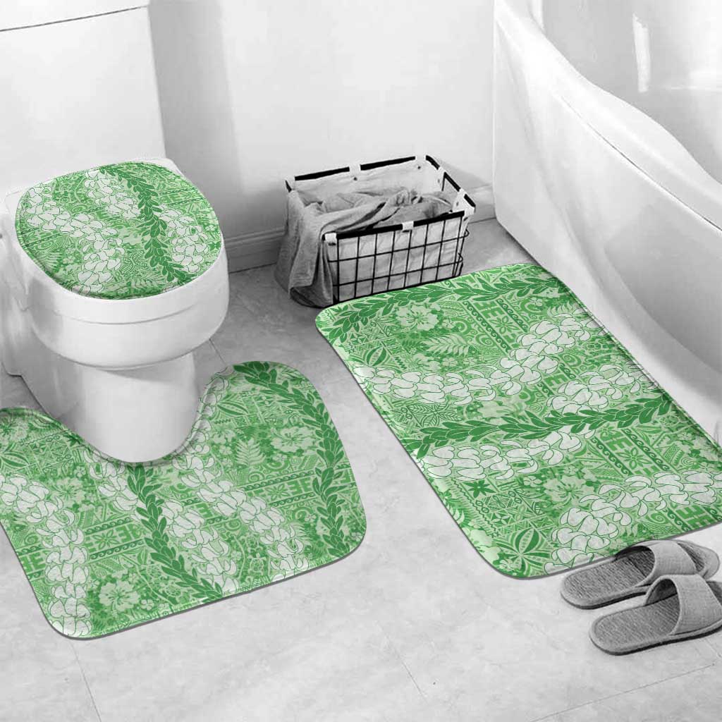 Green Puakenikeni and Maile Lei Bathroom Set Hawaiian Style Tribal Tapa Double Strand Lei - Polynesian Pride
