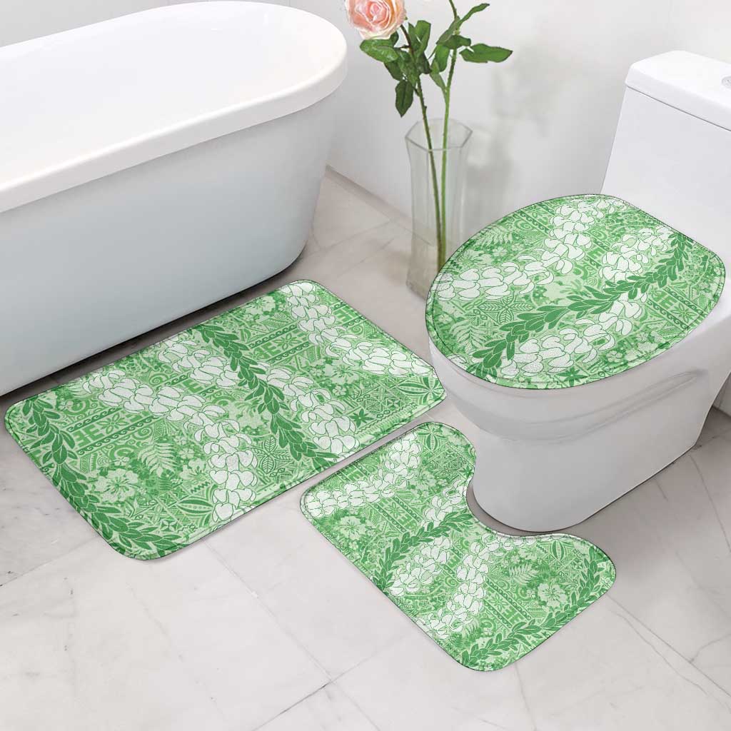 Green Puakenikeni and Maile Lei Bathroom Set Hawaiian Style Tribal Tapa Double Strand Lei - Polynesian Pride