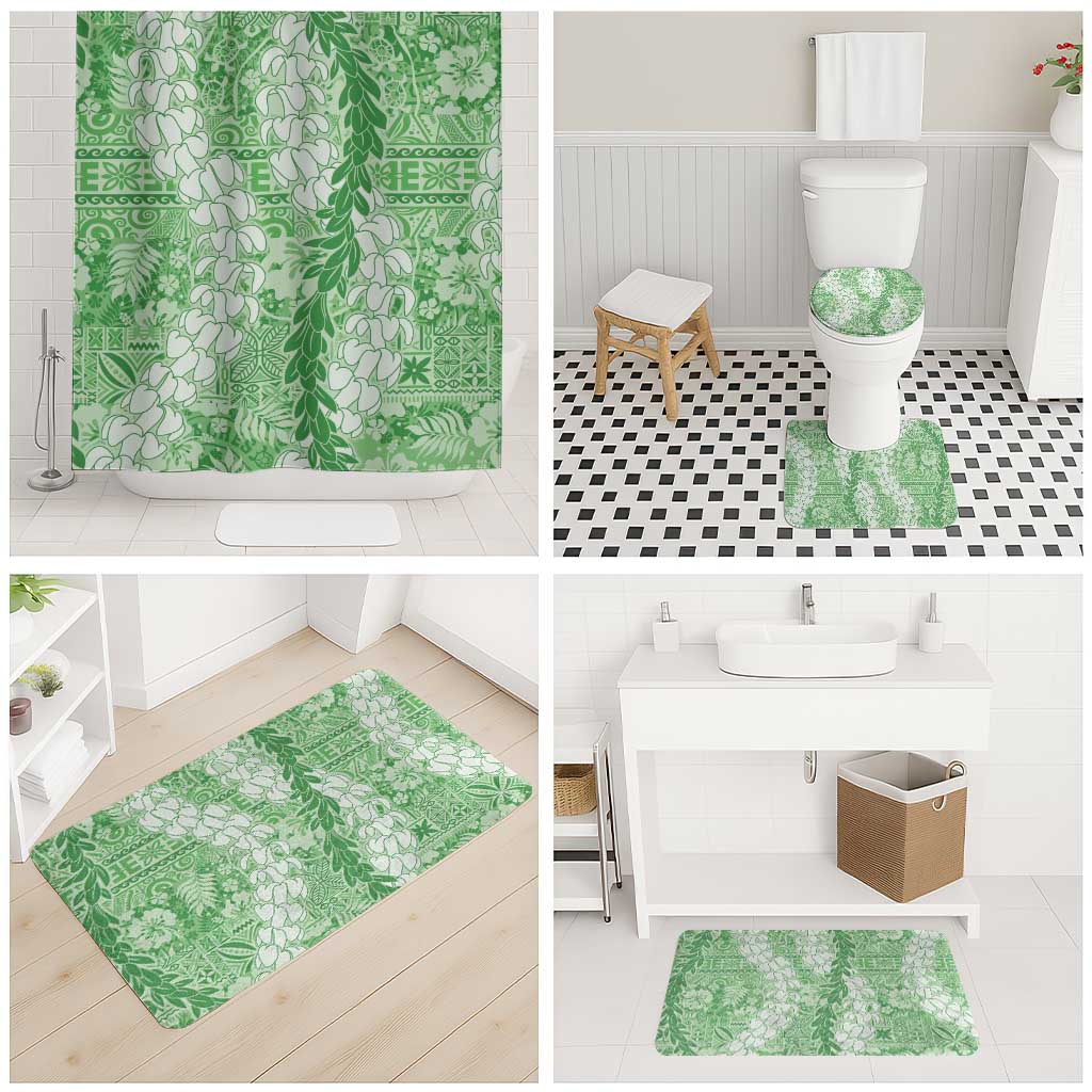 Green Puakenikeni and Maile Lei Bathroom Set Hawaiian Style Tribal Tapa Double Strand Lei - Polynesian Pride