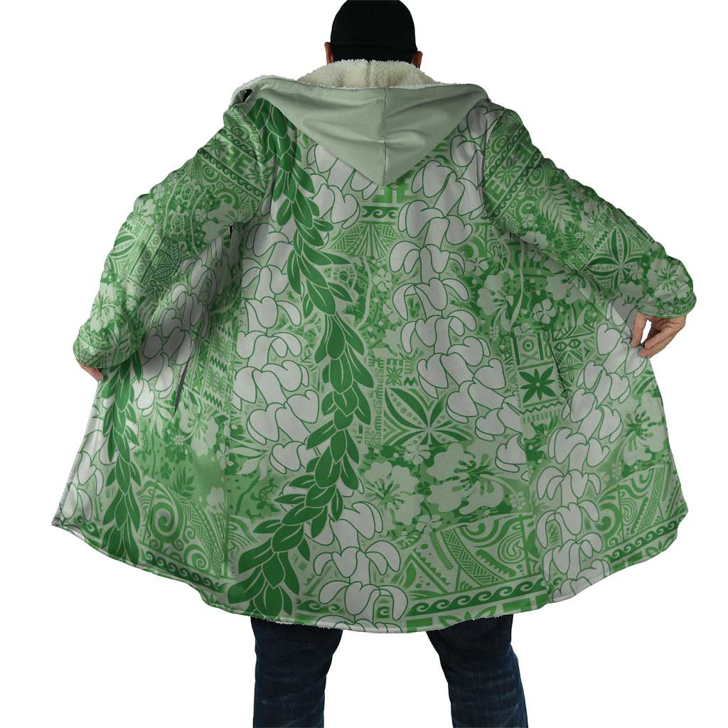 Green Puakenikeni and Maile Lei Cloak Hawaiian Style Tribal Tapa Double Strand Lei - Polynesian Pride