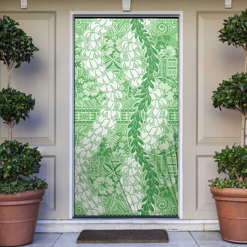Green Puakenikeni and Maile Lei Door Cover Hawaiian Style Tribal Tapa Double Strand Lei LT9 Green - Polynesian Pride