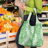 Green Puakenikeni and Maile Lei Grocery Bag Hawaiian Style Tribal Tapa Double Strand Lei