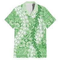 Green Puakenikeni and Maile Lei Hawaiian Shirt Hawaiian Style Tribal Tapa Double Strand Lei LT9 Green - Polynesian Pride