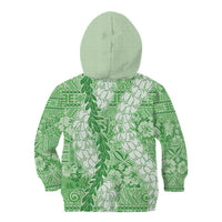 Green Puakenikeni and Maile Lei Kid Hoodie Hawaiian Style Tribal Tapa Double Strand Lei LT9 - Polynesian Pride