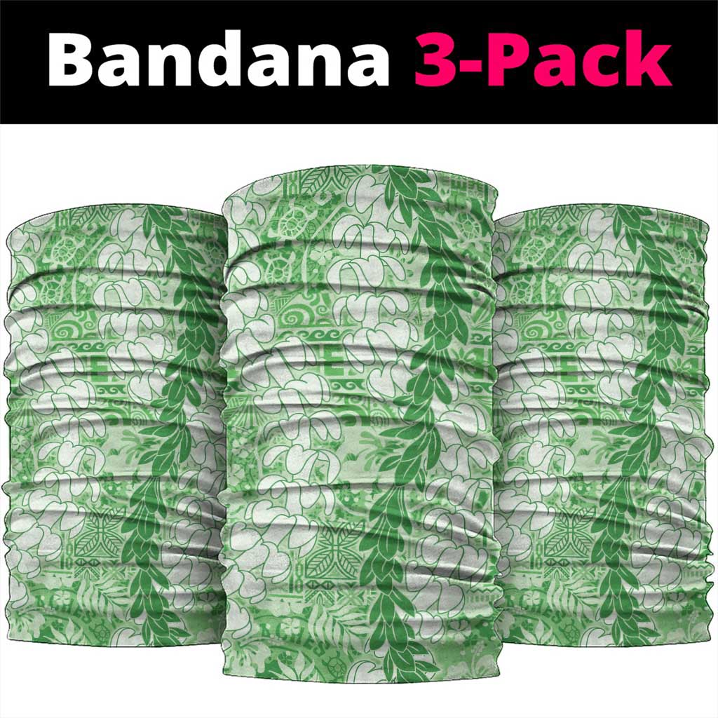 Green Puakenikeni and Maile Lei Neck Gaiter Hawaiian Style Tribal Tapa Double Strand Lei - Polynesian Pride