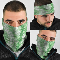 Green Puakenikeni and Maile Lei Neck Gaiter Hawaiian Style Tribal Tapa Double Strand Lei - Polynesian Pride