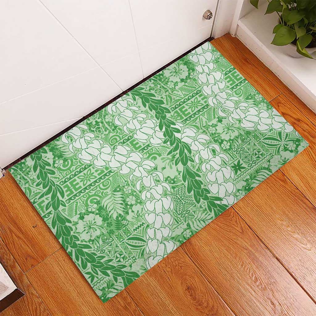 Green Puakenikeni and Maile Lei Rubber Doormat Hawaiian Style Tribal Tapa Double Strand Lei LT9 - Polynesian Pride