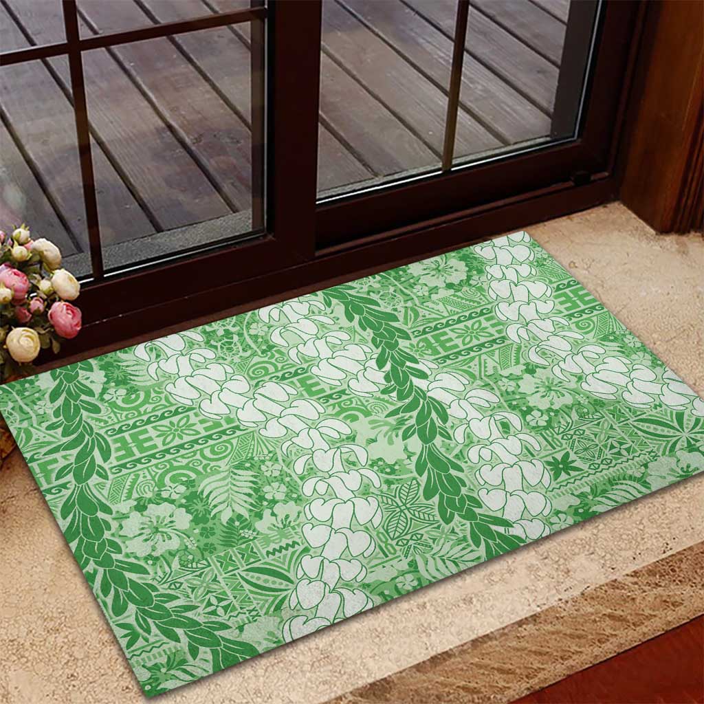 Green Puakenikeni and Maile Lei Rubber Doormat Hawaiian Style Tribal Tapa Double Strand Lei LT9 - Polynesian Pride