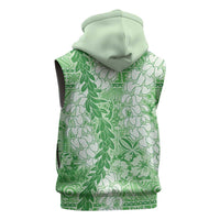 Green Puakenikeni and Maile Lei Sleeveless Hoodie Hawaiian Style Tribal Tapa Double Strand Lei LT9 - Polynesian Pride