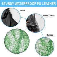 Green Puakenikeni and Maile Lei Spare Tire Cover Hawaiian Style Tribal Tapa Double Strand Lei LT9 - Polynesian Pride