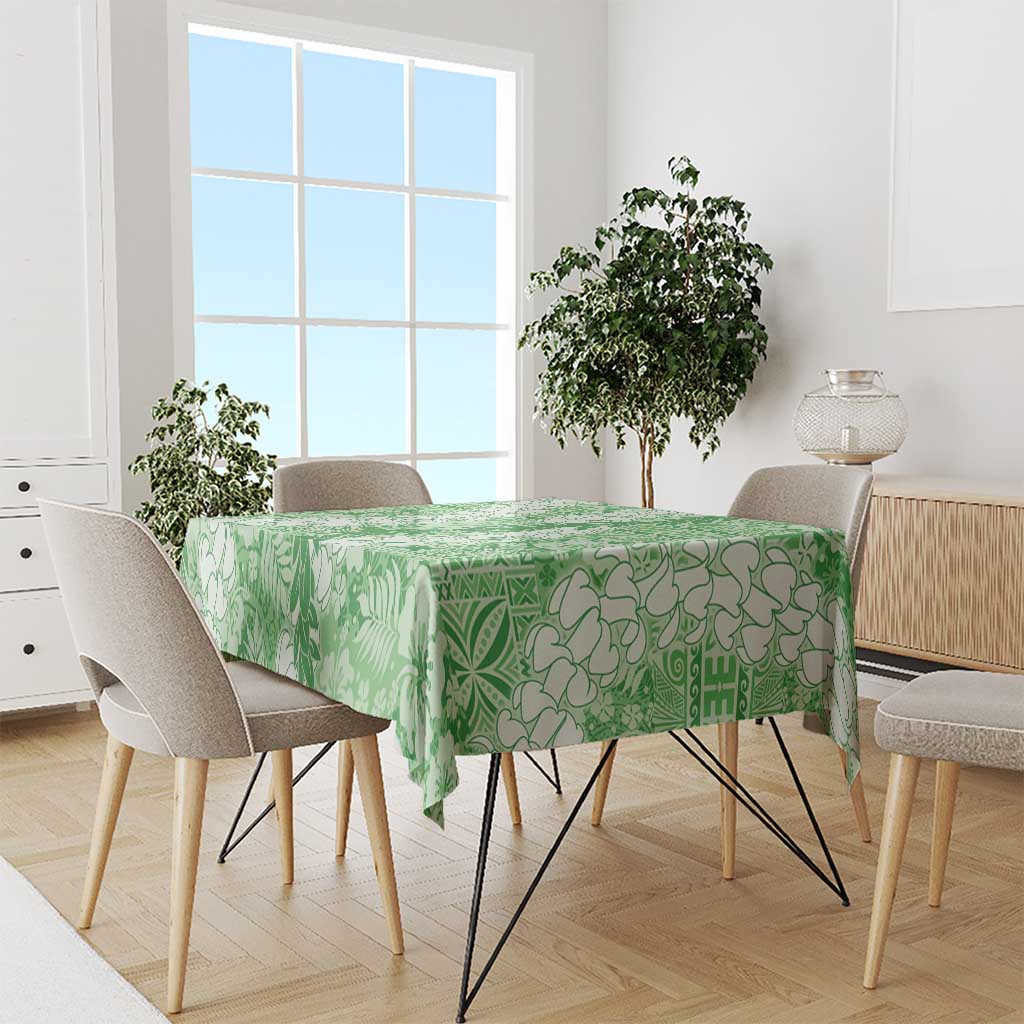 Green Puakenikeni and Maile Lei Tablecloth Hawaiian Style Tribal Tapa Double Strand Lei