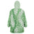 Green Puakenikeni and Maile Lei Wearable Blanket Hoodie Hawaiian Style Tribal Tapa Double Strand Lei