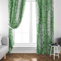 Green Puakenikeni and Maile Lei Window Curtain Hawaiian Style Tribal Tapa Double Strand Lei