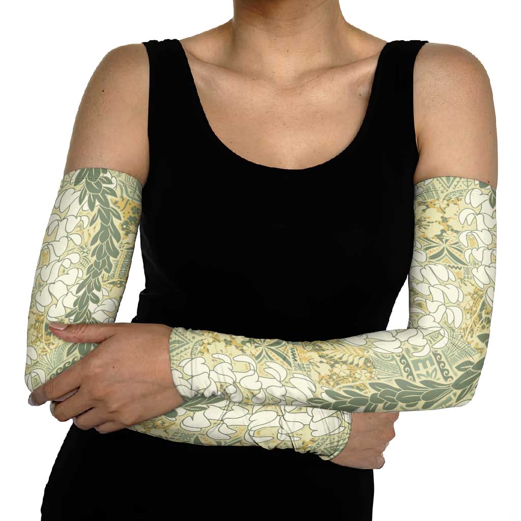 Vintage Puakenikeni and Maile Lei Arm Sleeves Hawaiian Style Tribal Tapa Double Strand Lei - Polynesian Pride