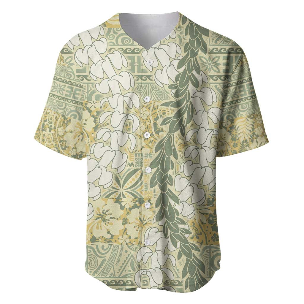 Vintage Puakenikeni and Maile Lei Baseball Jersey Hawaiian Style Tribal Tapa Double Strand Lei