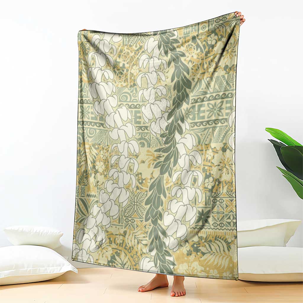 Vintage Puakenikeni and Maile Lei Blanket Hawaiian Style Tribal Tapa Double Strand Lei