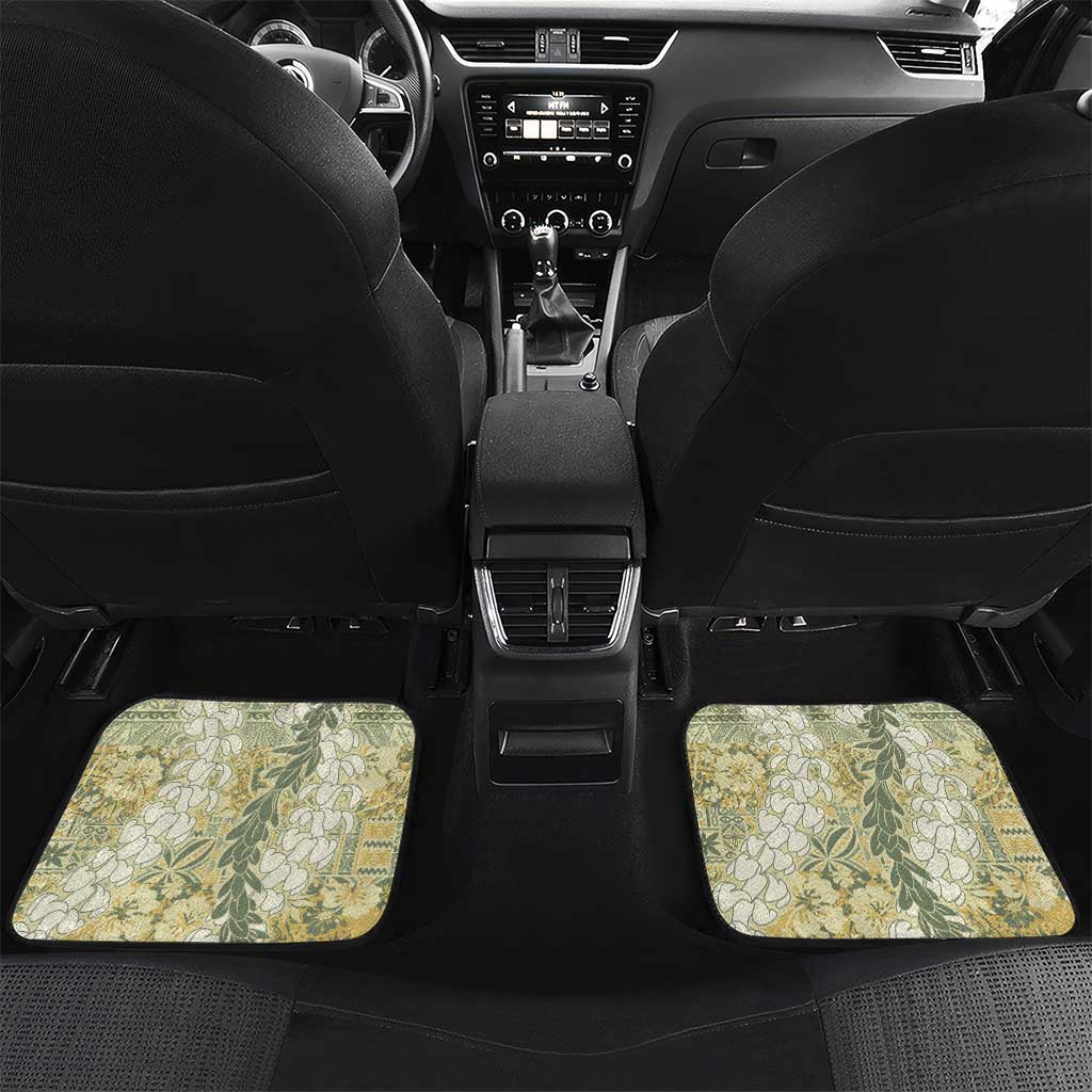 Vintage Puakenikeni and Maile Lei Car Mats Hawaiian Style Tribal Tapa Double Strand Lei