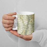 Vintage Puakenikeni and Maile Lei Ceramic Mug Hawaiian Style Tribal Tapa Double Strand Lei - Polynesian Pride