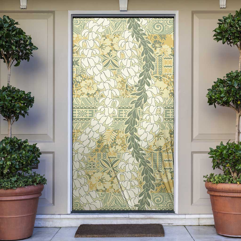 Vintage Puakenikeni and Maile Lei Door Cover Hawaiian Style Tribal Tapa Double Strand Lei - Polynesian Pride