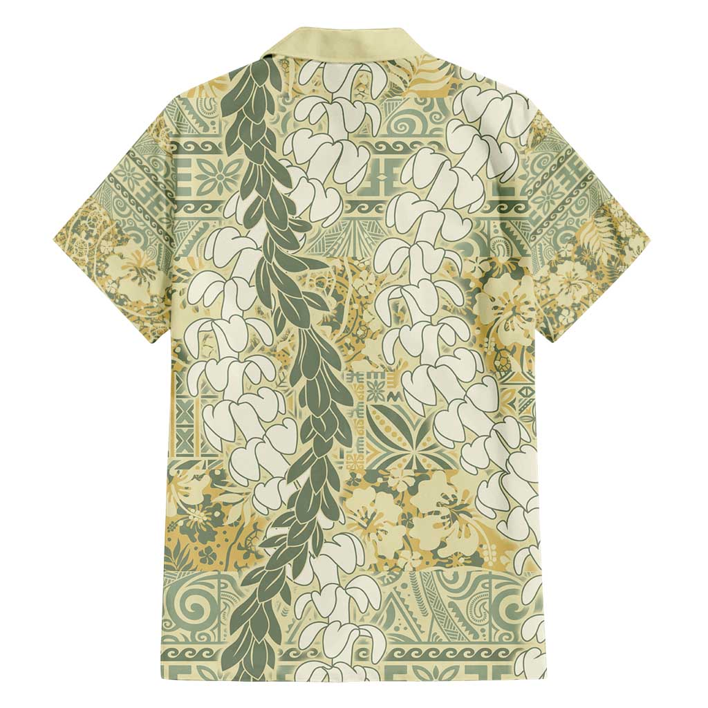 Vintage Puakenikeni and Maile Lei Family Matching Long Sleeve Bodycon Dress and Hawaiian Shirt Hawaiian Style Tribal Tapa Double Strand Lei LT9 - Polynesian Pride