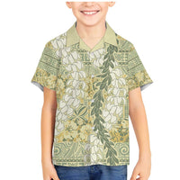 Vintage Puakenikeni and Maile Lei Family Matching Mermaid Dress and Hawaiian Shirt Hawaiian Style Tribal Tapa Double Strand Lei LT9 Son's Shirt Vintage - Polynesian Pride