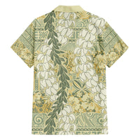 Vintage Puakenikeni and Maile Lei Family Matching Off The Shoulder Long Sleeve Dress and Hawaiian Shirt Hawaiian Style Tribal Tapa Double Strand Lei LT9 - Polynesian Pride