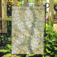 Vintage Puakenikeni and Maile Lei Garden Flag Hawaiian Style Tribal Tapa Double Strand Lei LT9 Garden Flag Vintage - Polynesian Pride