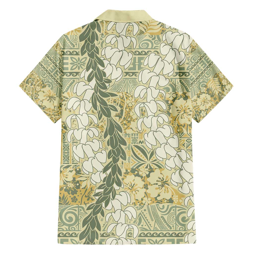 Vintage Puakenikeni and Maile Lei Hawaiian Shirt Hawaiian Style Tribal Tapa Double Strand Lei LT9 - Polynesian Pride