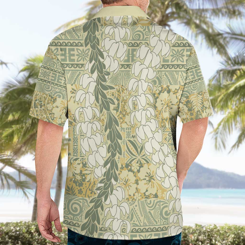 Vintage Puakenikeni and Maile Lei Hawaiian Shirt Hawaiian Style Tribal Tapa Double Strand Lei LT9 - Polynesian Pride