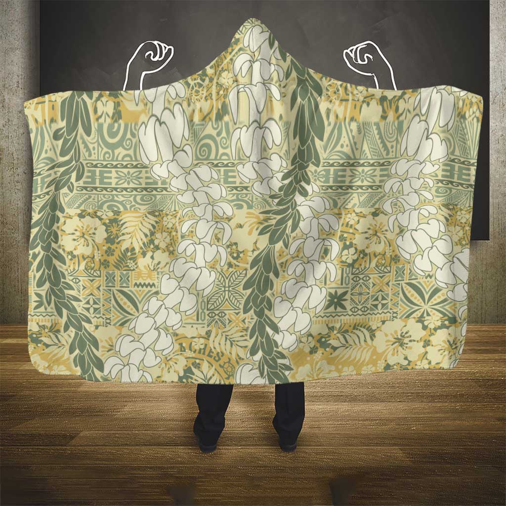 Vintage Puakenikeni and Maile Lei Hooded Blanket Hawaiian Style Tribal Tapa Double Strand Lei LT9 - Polynesian Pride