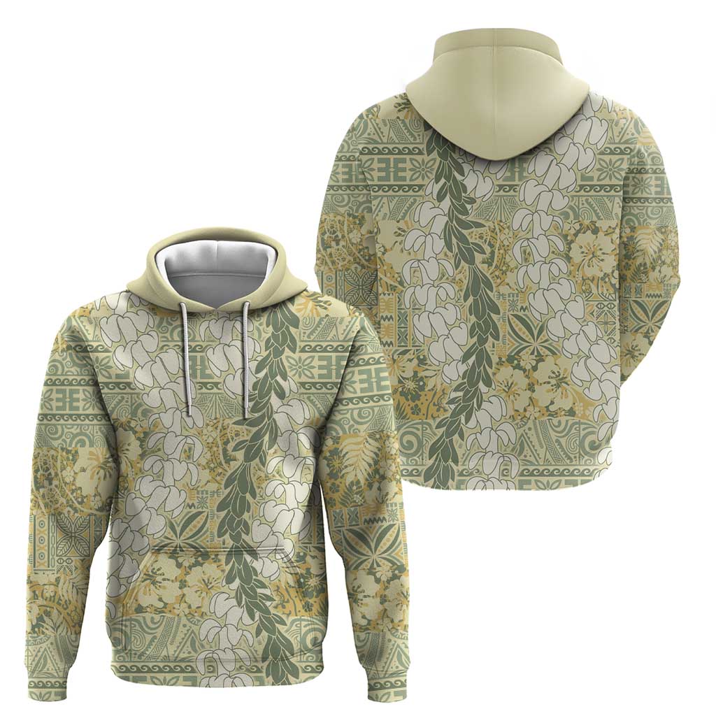 Vintage Puakenikeni and Maile Lei Hoodie Hawaiian Style Tribal Tapa Double Strand Lei LT9 - Polynesian Pride