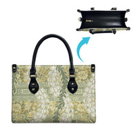 Vintage Puakenikeni and Maile Lei Leather Bag Hawaiian Style Tribal Tapa Double Strand Lei - Polynesian Pride
