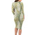 Vintage Puakenikeni and Maile Lei Long Sleeve Bodycon Dress Hawaiian Style Tribal Tapa Double Strand Lei