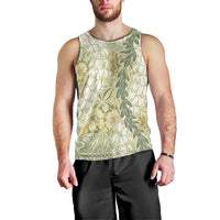 Vintage Puakenikeni and Maile Lei Men Tank Top Hawaiian Style Tribal Tapa Double Strand Lei LT9 - Polynesian Pride