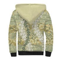 Vintage Puakenikeni and Maile Lei Sherpa Hoodie Hawaiian Style Tribal Tapa Double Strand Lei LT9 - Polynesian Pride