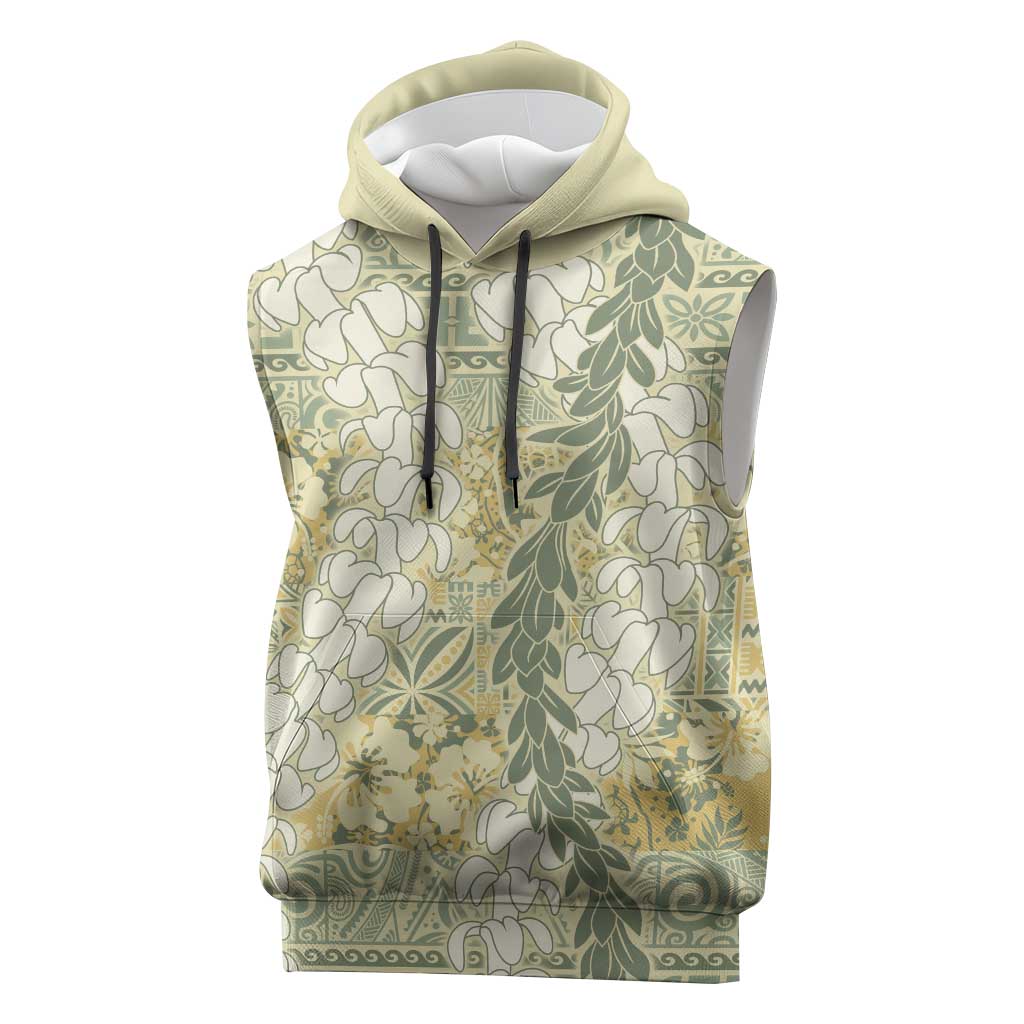 Vintage Puakenikeni and Maile Lei Sleeveless Hoodie Hawaiian Style Tribal Tapa Double Strand Lei LT9 Vintage - Polynesian Pride