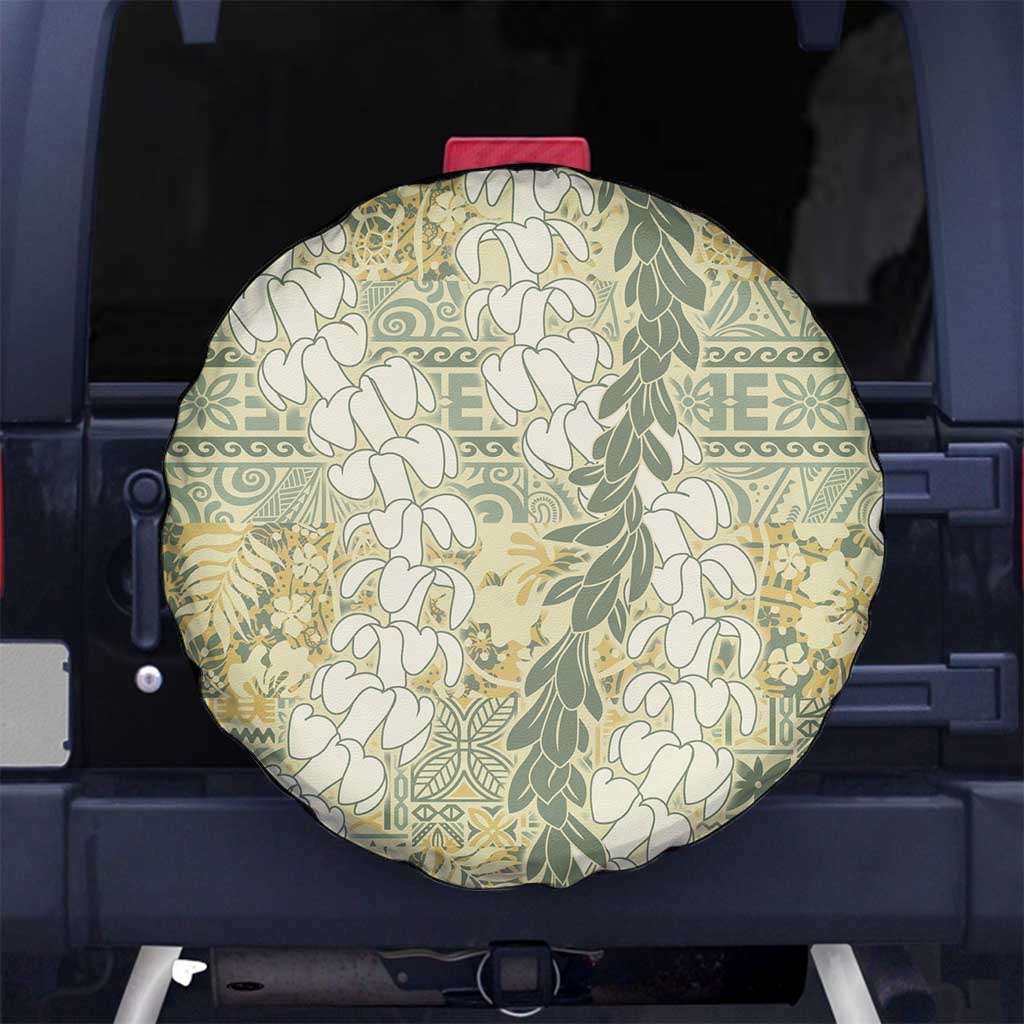 Vintage Puakenikeni and Maile Lei Spare Tire Cover Hawaiian Style Tribal Tapa Double Strand Lei LT9 No hole Vintage - Polynesian Pride
