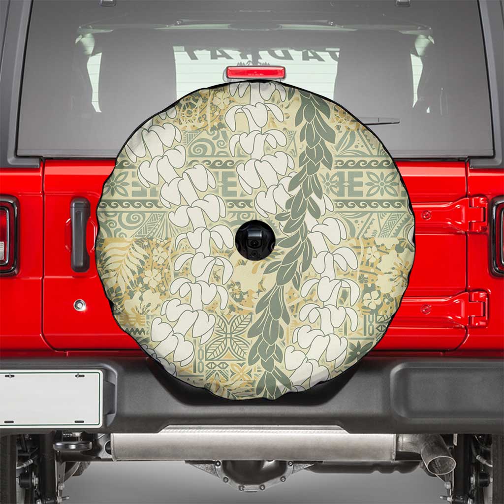 Vintage Puakenikeni and Maile Lei Spare Tire Cover Hawaiian Style Tribal Tapa Double Strand Lei LT9 - Polynesian Pride