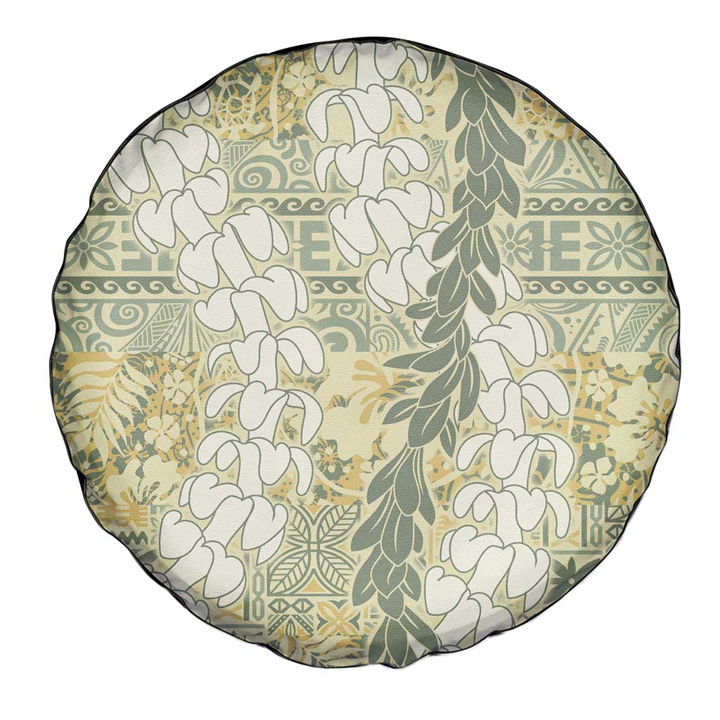Vintage Puakenikeni and Maile Lei Spare Tire Cover Hawaiian Style Tribal Tapa Double Strand Lei LT9 - Polynesian Pride