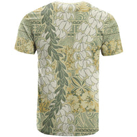 Vintage Puakenikeni and Maile Lei T Shirt Hawaiian Style Tribal Tapa Double Strand Lei LT9 - Polynesian Pride