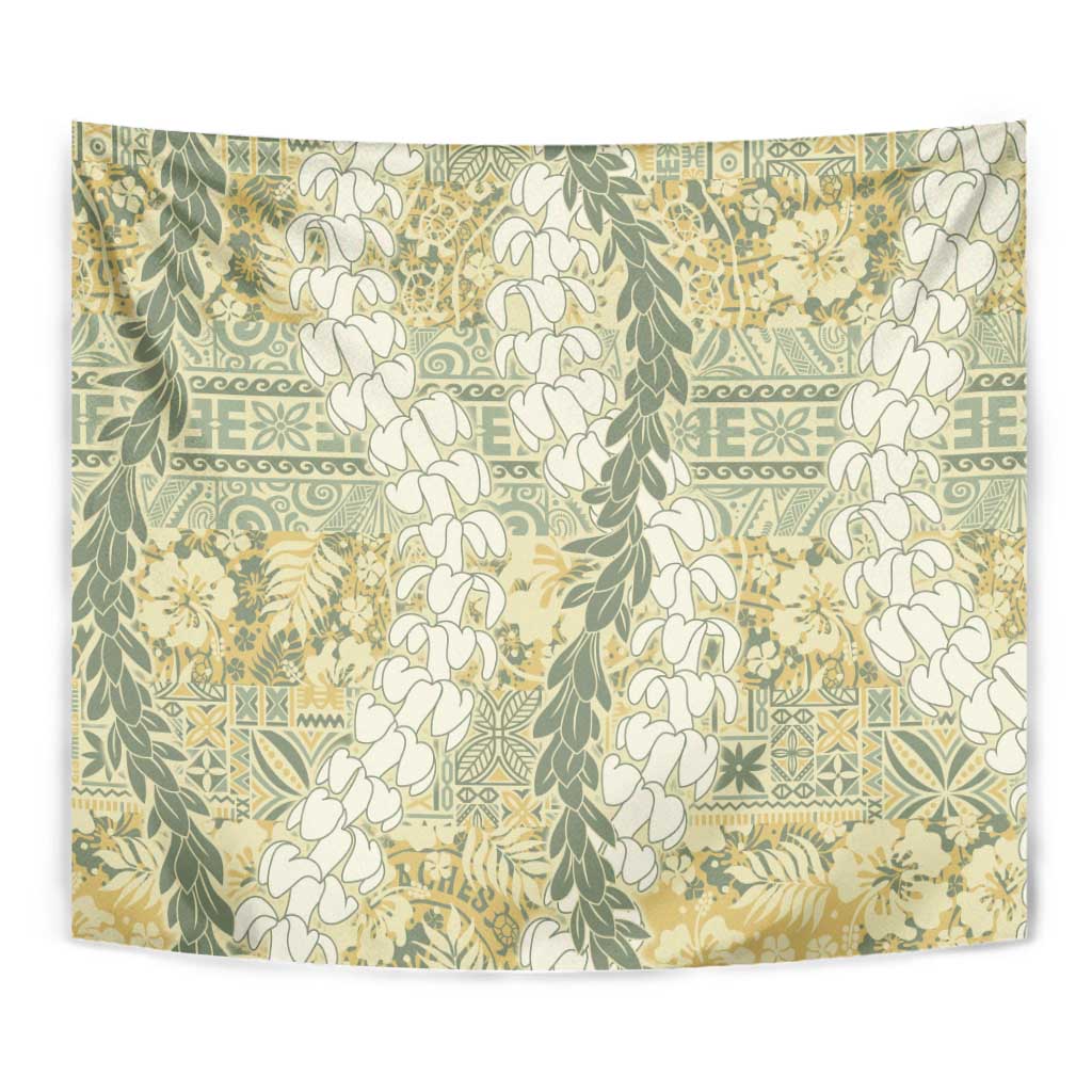 Vintage Puakenikeni and Maile Lei Tapestry Hawaiian Style Tribal Tapa Double Strand Lei